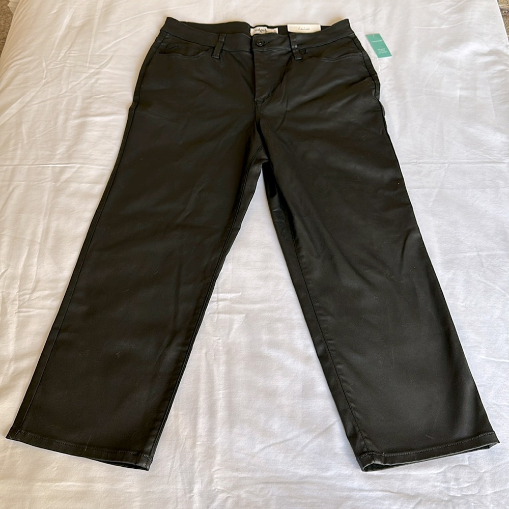 14S Edgely faux leather stretch crop jeans